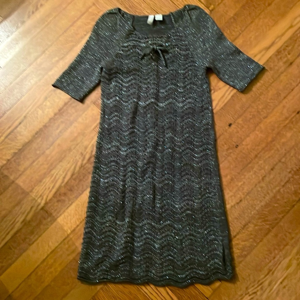Sweater dress with silver metallic thread woven throughout in girls L.